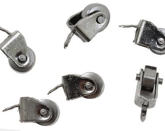 Dolls House Silver Swivel Ball Caster Wheels Trolley Cart Hardware Pack van 12