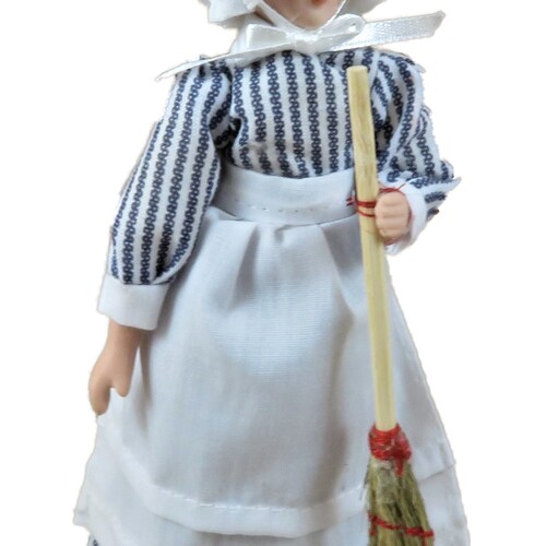 1:12 Dollhouse Ceramic Doll Model Fashion Lady Maid Help Kitchen Servant 