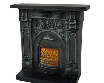 Dolls House Victorian Cast Iron Fireplace Burning Coals 1:12 Scale Furniture