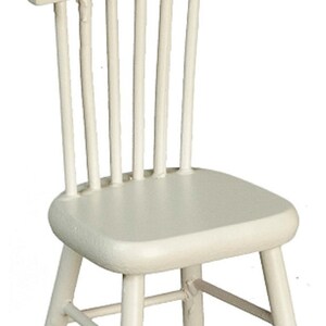Dolls House White Spindle Back Side Chair Miniature Kitchen Dining Furniture