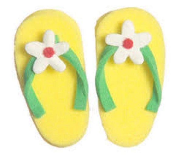 Buy Dolls House Modern Flip Flops With Flower Yellow Summer Beach - Main Image