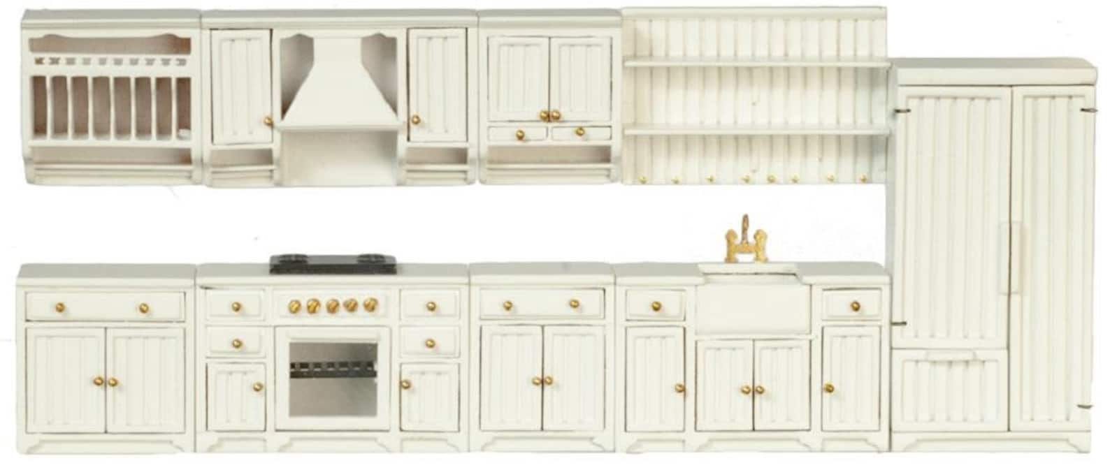 Dolls House White Complete Kitchen Set 1:24 Half Inch JBM Miniature ...