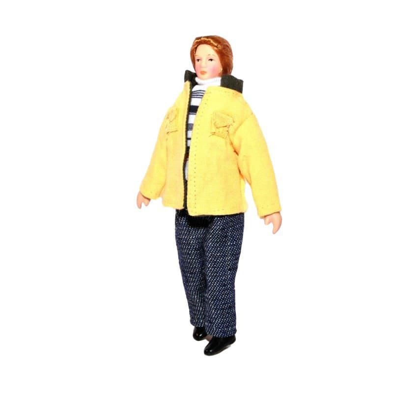 Melody Jane Puppenhaus Figur – Baby Junge In Blauer Jacke, 1:12 Maßstab, Aus Porzellan