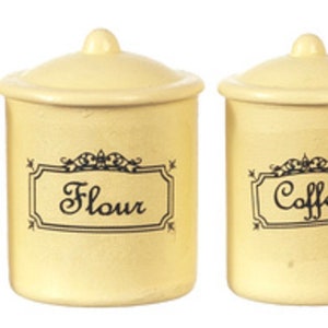 Ensemble de pots de rangement en métal crème pour maison de poupée, accessoire de cuisine miniature