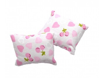 Dolls House Pink Heart Pair of Scatter Cushions Miniature 1:12 Scale Accessory