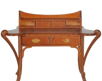 Dolls House French Art Nouveau Secretary Desk Bureau Walnut JBM Study Furniture