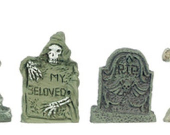 Dolls House 6 Gravestone Tombstone Headstone Halloween Graveyard 1:24 Accessory