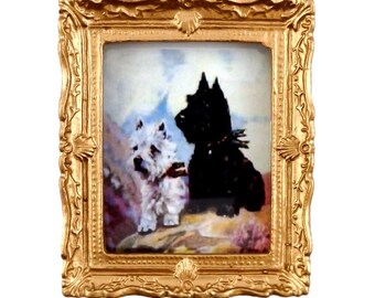 Dollhouse Miniature Botanical Flower Pictures Set - 6 Gold Frame Paintings For 1:12 Scale Dollhouse - View #3