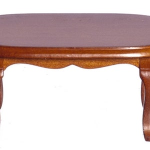 Dolls House Walnut Oval Coffee Table Miniature Classic Living Room Furniture