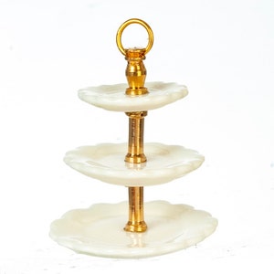 Dolls House 3 Tier Cake Stand Afternoon Tea Desert Plate Dining Room Accessory