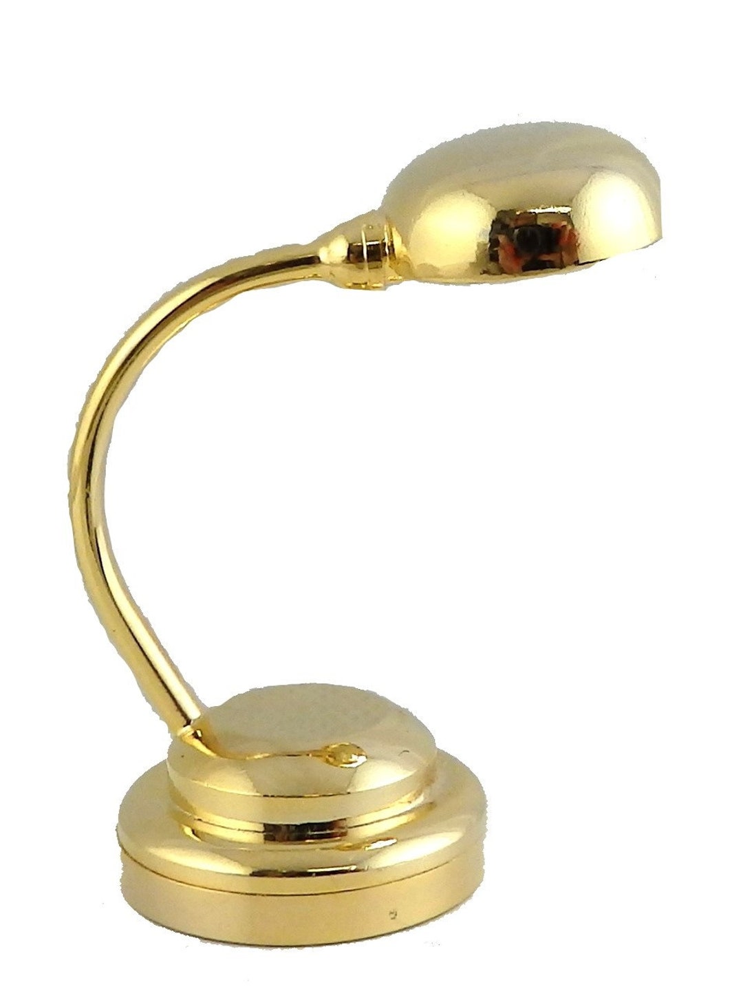 Melody Jane 1:12 Scale Dollhouse Brass Desk Lamp - LED Battery Powered Miniature Lighting