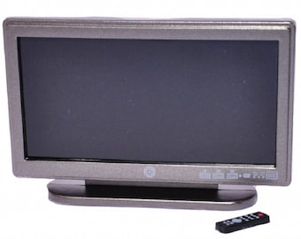 Dolls House Modern Widescreen Television TV &amp; Remote Control 1:12 Scale