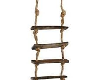 Dolls House Old Rope Ladder Miniature Wooden Garden Tree House Accessory 1:12
