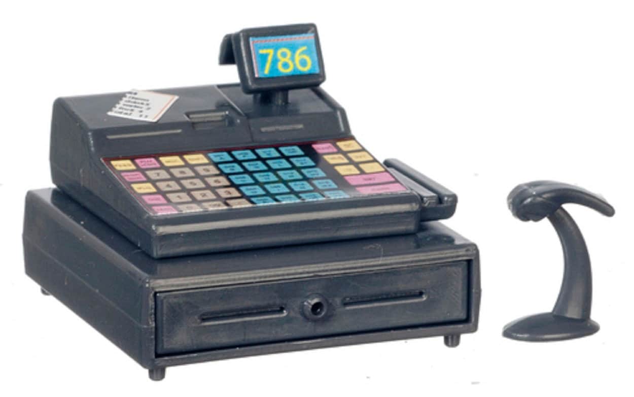 Dolls House Modern Cash Register Till with Scanner Miniature Shop Accessory