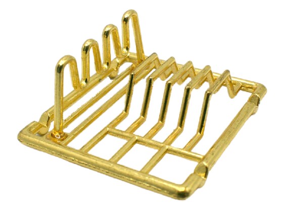 Gold Dish Washing Up Plate Rack Dolls House Gold Dish Drainer