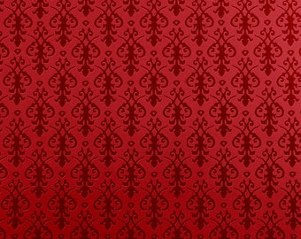 Dolls House Miniature Print Victorian Red on Red Arabesque Wallpaper