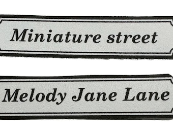 Dolls House Street Road Sign Vintage Black &amp; White Miniature 1:12 Printed Card