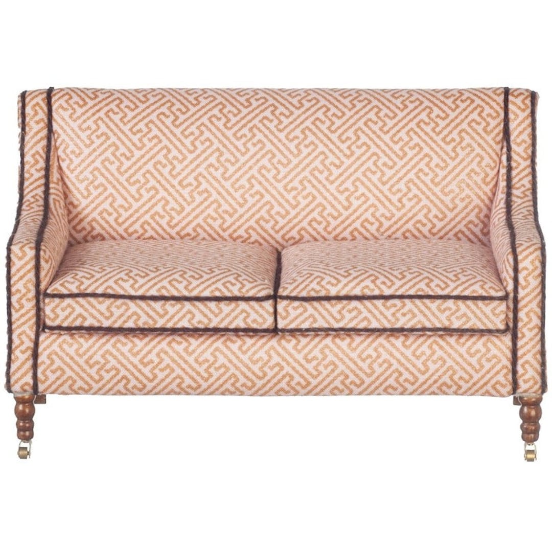 Dolls House Sofa Pink Fabric Seater Fauteuil Settee JBM Living