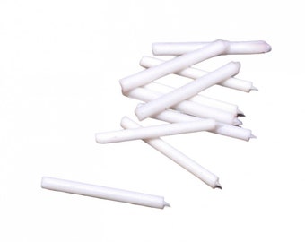 Dolls House 12 Miniature White Candles Plastic Candlestick Candelabra Accessory