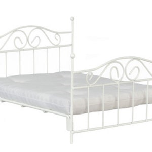 Dolls House Wrought Iron White Wire Double Bed Miniature Bedroom Furniture