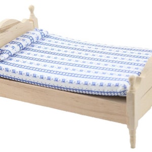Dolls House Single Bed Bare Wood Unfinished Miniature Bedroom Furniture 1:12