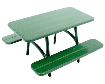 Dolls House Green Picnic Table Garden Bench 1:24 Half Inch Outdoor Furniture