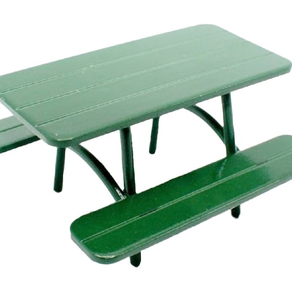 Dolls House Green Picnic Table Garden Bench 1:24 Half Inch Outdoor Furniture