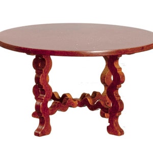 Dolls House Spanish 16th Century Round Walnut Table Miniature JBM Furniture