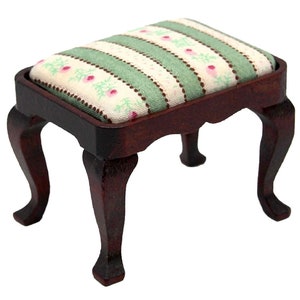 Poppenhuis mahonie kaptafel kruk Floral Seat miniatuur slaapkamermeubilair