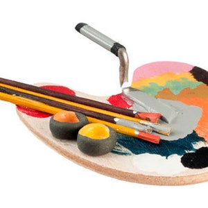 Puppenstube Künstlermalpalette Miniaturatelier Schule Zubehör