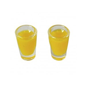 Accessoire de salle à manger miniature pour cuisine, café, maison de poupée 2 verres de jus d'orange