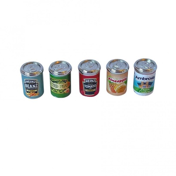 Dollhouse 5 Food Cans Set - Miniature Grocery Tins, 1:12 Scale Kitchen Accessories For Dollhouse - View #7
