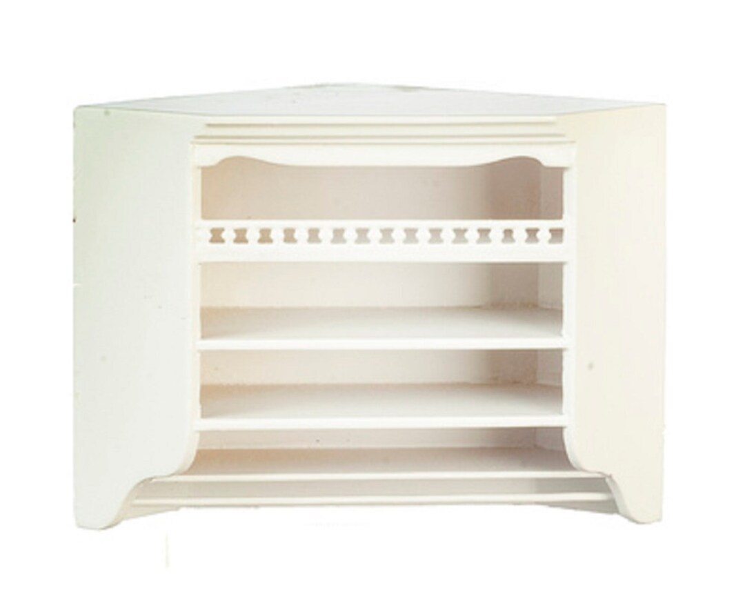 Dolls House White Corner Wall Unit Cabinet JBM Miniature Kitchen ...
