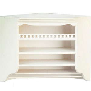 Dolls House White Corner Wall Unit Cabinet JBM Miniature Kitchen Furniture