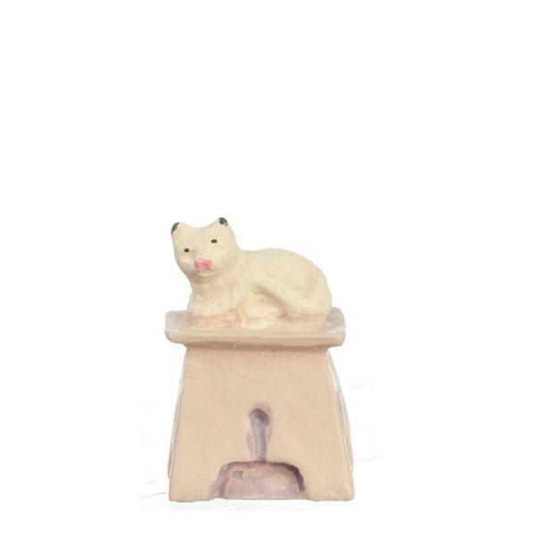 Dollhouse Cat on Stool 1:48 Scale 1/4 inch Mini Any Room Furniture