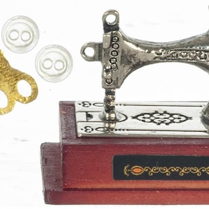 Puppenhaus Old Fashioned Silber Nähmaschine Set Miniatur Zubehör 1:12