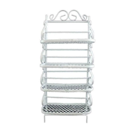 Black wrought shop iron bakers rack