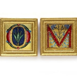 Dolls House 4 HOME Pictures Paintings in Square Gold Frame Miniature Accessory