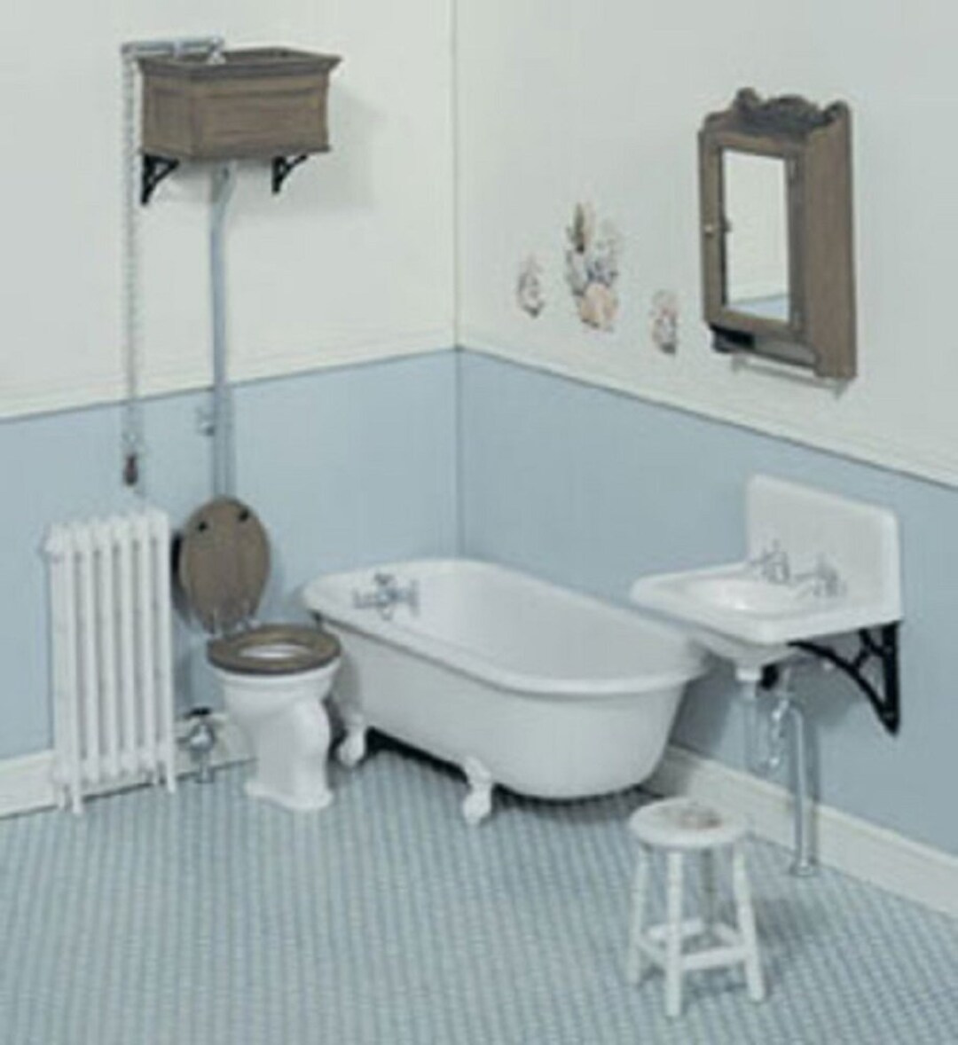 Chrysnbon Dolls House Victorian Bathroom Furniture Kit Model Kit F-230 ...