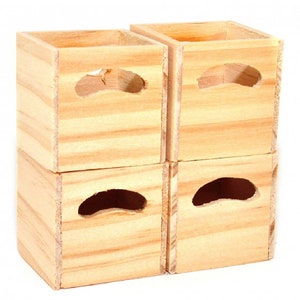 Dolls House 4 Modern Bare Wood Cube Storage Boxes Miniature 1:12