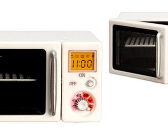 Dolls House Light Up Microwave Oven Modern Kitchen Accessory White