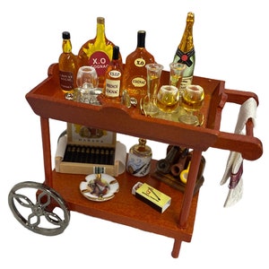 Wózek na napoje dla lalek, wózek do serwowania, miniatura Reutter Furniture