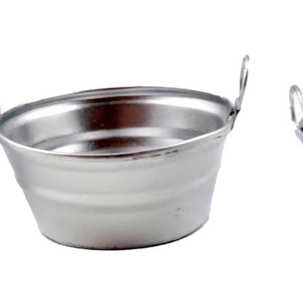 Dolls House Silver Galvanized Metal Laundry Washing Bowl Tub Kitchen Accessory