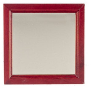 Accessorio in miniatura per specchio da parete con cornice in legno di mogano quadrato grande casa delle bambole