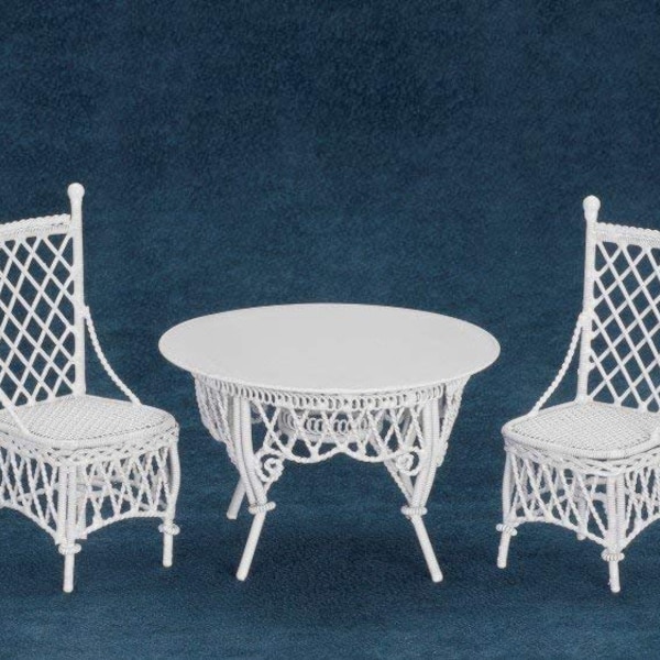 Dolls House Wrought Iron Gathering Table and 4 Chairs Miniature Garden Furniture