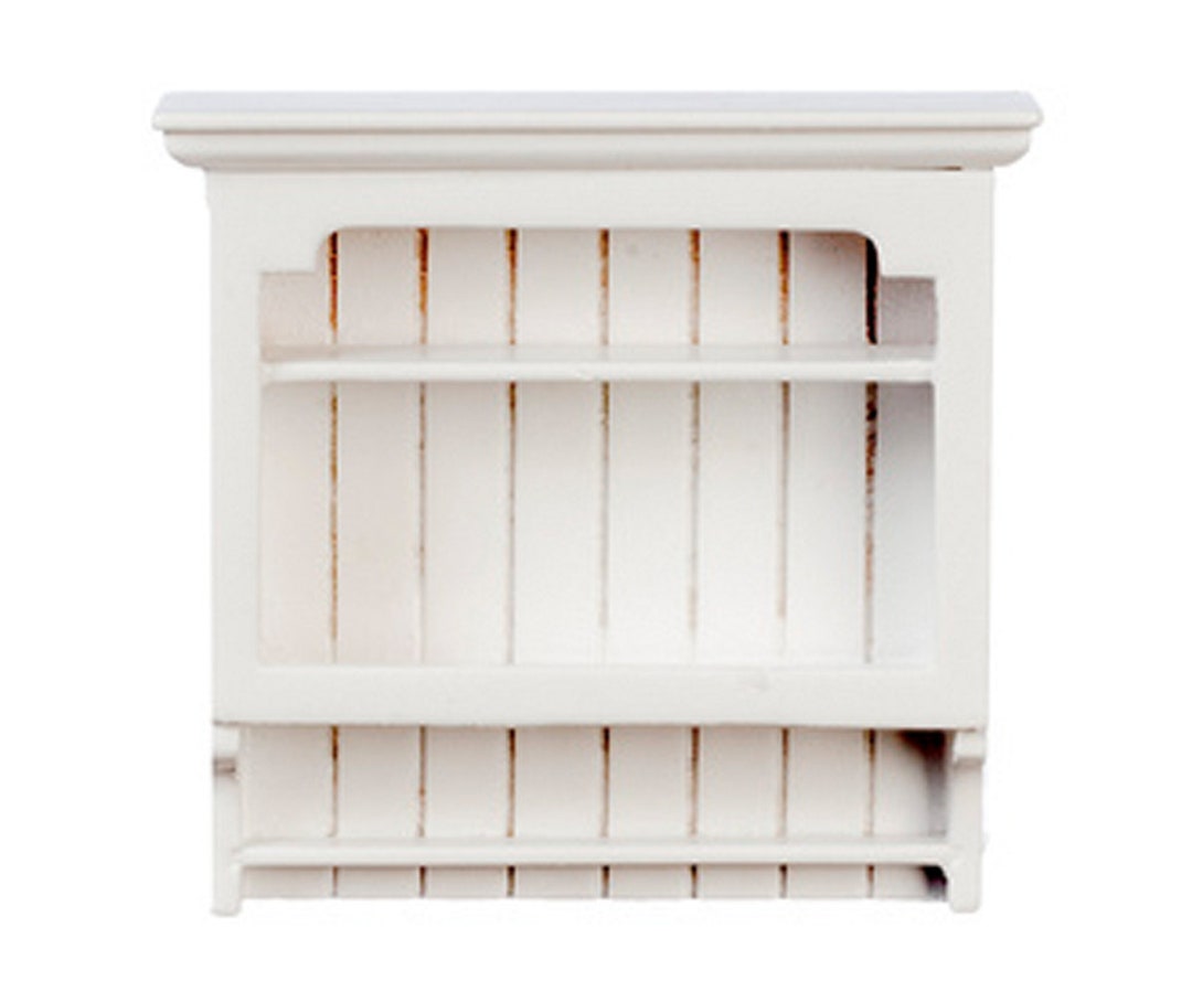 Dolls House White Wooden Wall Shelf Modern Miniature Kitchen Furniture ...
