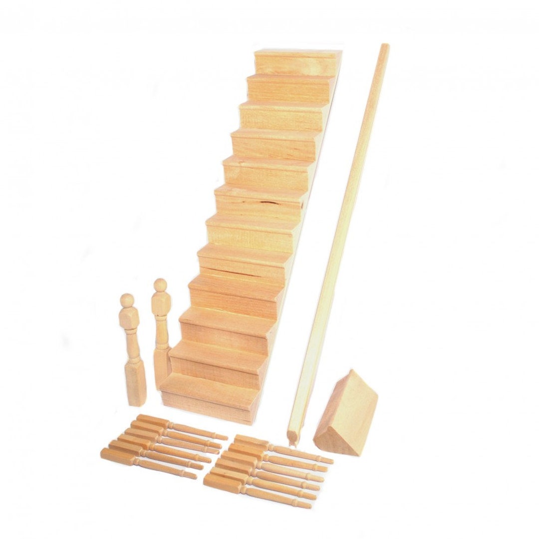 Dolls House Staircase With Curved Bannister Kit Miniature Stairs DIY ...