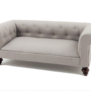Dolls House Grey Chesterfield Sofa Miniature Living Room Furniture