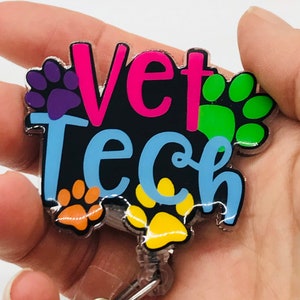 Vet Tech Badge Reel, Animal Hospital Badge Reel, Veterinarian Technician Badge Holder, Vet Technician Gift, Acrylic Badge Reel