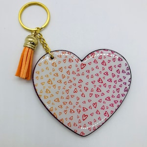Heart Keychain, Raspberry Glitter Hearts Keychain, Gift for Her, Acrylic Keychain, Gift For New Driver, Valentines day gift for her